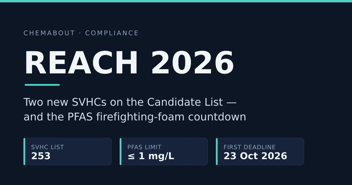 REACH in 2026: Two New SVHCs and a PFAS Foam Deadline Worth Planning For